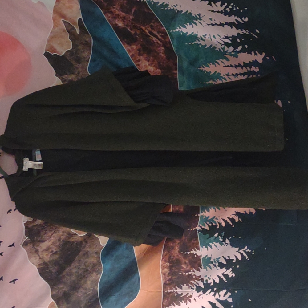 Free People sweater coat jacket. Green long hooded one size. Elf cottage core
